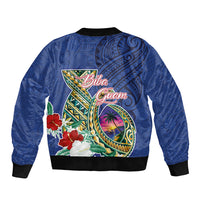 Guam Chamorro Sleeve Zip Bomber Jacket Tribal Latte Stone and Seal Artwork Polynesian Patterns