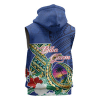 Guam Chamorro Sleeveless Zip Hoodie Tribal Latte Stone and Seal Artwork Polynesian Patterns