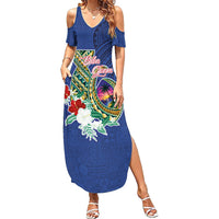 Guam Chamorro Summer Maxi Dress Tribal Latte Stone and Seal Artwork Polynesian Patterns