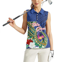 Guam Chamorro Women Sleeveless Polo Shirt Tribal Latte Stone and Seal Artwork Polynesian Patterns