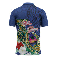Guam Chamorro Zipper Polo Shirt Tribal Latte Stone and Seal Artwork Polynesian Patterns LT03 - Polynesian Pride