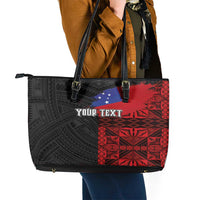 Personalised Samoa 685 Leather Tote Bag Siapo Pattern and Samoa Flag Design LT03 - Polynesian Pride