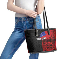 Personalised Samoa 685 Leather Tote Bag Siapo Pattern and Samoa Flag Design LT03 - Polynesian Pride