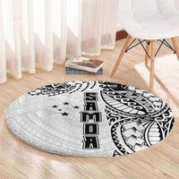 Samoa 685 Art Traditional Tattoo Pattern Round Carpet White Color