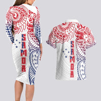 Samoa 685 Art Traditional Tattoo Pattern Couples Matching Long Sleeve Bodycon Dress and Hawaiian Shirt Gradient Color LT03 - Polynesian Pride