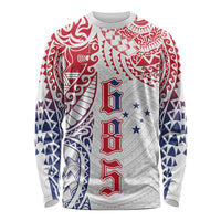 Samoa 685 Art Traditional Tattoo Pattern Long Sleeve Shirt Gradient Color LT03 Unisex White - Polynesian Pride
