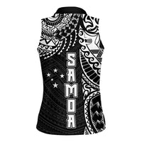 Samoa 685 Art Traditional Tattoo Pattern Women Sleeveless Polo Shirt Black Color