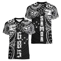 Samoa 685 Art Traditional Tattoo Pattern Women V-Neck T-Shirt Black Color LT03 - Polynesian Pride