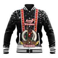 Vanuatu Christmas Baseball Jacket Polynesian Tribal Snow Style LT03 Unisex Black - Polynesian Pride