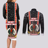 Vanuatu Christmas Couples Matching Long Sleeve Bodycon Dress and Long Sleeve Button Shirts Polynesian Tribal Snow Style LT03 - Polynesian Pride