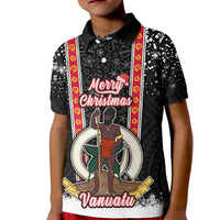 Vanuatu Christmas Kid Polo Shirt Polynesian Tribal Snow Style LT03 Kid Black - Polynesian Pride