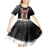 Vanuatu Christmas Kid Short Sleeve Dress Polynesian Tribal Snow Style LT03 - Polynesian Pride