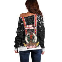 Vanuatu Christmas Off Shoulder Sweater Polynesian Tribal Snow Style LT03 - Polynesian Pride