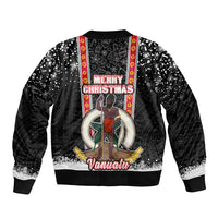 Vanuatu Christmas Sleeve Zip Bomber Jacket Polynesian Tribal Snow Style LT03 - Polynesian Pride