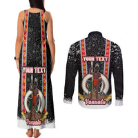 Personalised Vanuatu Christmas Couples Matching Tank Maxi Dress and Long Sleeve Button Shirts Polynesian Tribal Snow Style LT03 - Polynesian Pride