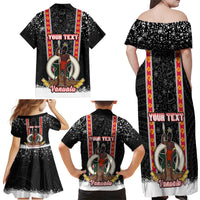 Personalised Vanuatu Christmas Family Matching Off Shoulder Maxi Dress and Hawaiian Shirt Polynesian Tribal Snow Style LT03 - Polynesian Pride