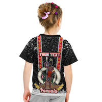 Personalised Vanuatu Christmas Kid T Shirt Polynesian Tribal Snow Style LT03 - Polynesian Pride