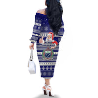Samoa Christmas Family Matching Off Shoulder Long Sleeve Dress and Hawaiian Shirt The Santa Coat of Arms with Samoa Bracelet Pattern LT03 - Polynesian Pride