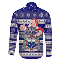 Samoa Christmas Family Matching Off Shoulder Short Dress and Hawaiian Shirt The Santa Coat of Arms with Samoa Bracelet Pattern LT03 - Polynesian Pride