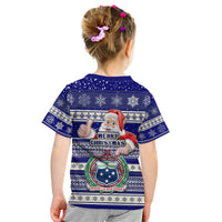 Samoa Christmas Kid T Shirt The Santa Coat of Arms with Samoa Bracelet Pattern LT03 - Polynesian Pride
