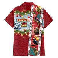 New Zealand Merry Christmas Family Matching Off Shoulder Maxi Dress and Hawaiian Shirt Maori Animals, Koru Tattoo - Red Xmas Style