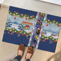 New Zealand Merry Christmas Rubber Doormat Maori Animals, Koru Tattoo - Blue Xmas Style