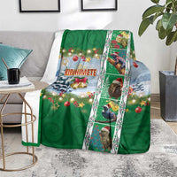 New Zealand Merry Christmas Blanket Maori Animals, Koru Tattoo - Green Xmas Style