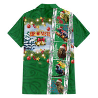 New Zealand Merry Christmas Family Matching Tank Maxi Dress and Hawaiian Shirt Maori Animals, Koru Tattoo - Green Xmas Style