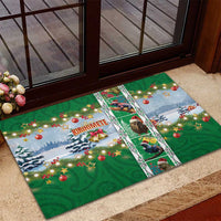 New Zealand Merry Christmas Rubber Doormat Maori Animals, Koru Tattoo - Green Xmas Style