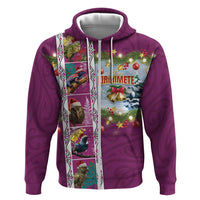 New Zealand Merry Christmas Hoodie Maori Animals, Koru Tattoo - Pink Xmas Style