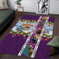 New Zealand Merry Christmas Area Rug Maori Animals, Koru Tattoo - Purple Xmas Style