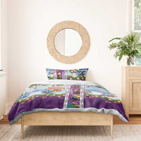 New Zealand Merry Christmas Bedding Set Maori Animals, Koru Tattoo - Purple Xmas Style