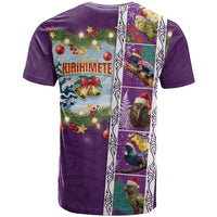 New Zealand Merry Christmas T Shirt Maori Animals, Koru Tattoo - Purple Xmas Style