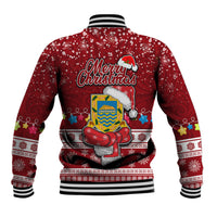 Tuvalu Christmas Baseball Jacket Snowman and Tuvalu Coat of Arms Maori Tribal Xmas Style LT03 - Polynesian Pride