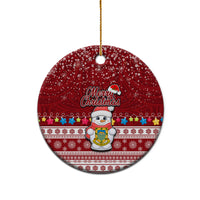 Personalised Tuvalu Christmas Ceramic Ornament Snowman and Tuvalu Coat of Arms Maori Tribal Xmas Style LT03 - Polynesian Pride