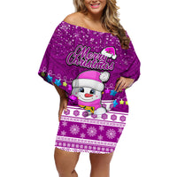 Tuvalu Christmas Family Matching Off Shoulder Short Dress and Hawaiian Shirt Snowman Hugs Tuvalu Coat of Arms Maori Pattern Pink Style LT03 Mom's Dress Pink - Polynesian Pride
