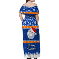 Marshall Islands Christmas Family Matching Off Shoulder Maxi Dress and Hawaiian Shirt Santa Claus and Coat of Arms Mix Polynesian Xmas Style LT03 - Polynesian Pride