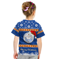 Marshall Islands Christmas Kid T Shirt Santa Claus and Coat of Arms Mix Polynesian Xmas Style LT03 - Polynesian Pride