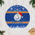 Marshall Islands Christmas Tree Skirt Santa Claus and Coat of Arms Mix Polynesian Xmas Style LT03 Blue - Polynesian Pride