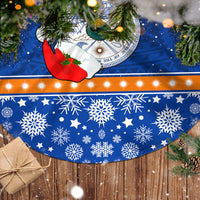 Marshall Islands Christmas Tree Skirt Santa Claus and Coat of Arms Mix Polynesian Xmas Style LT03 - Polynesian Pride