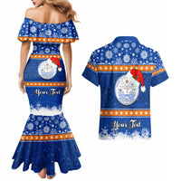 Personalised Marshall Islands Christmas Couples Matching Mermaid Dress and Hawaiian Shirt Santa Claus and Coat of Arms Mix Polynesian Xmas Style LT03 - Polynesian Pride