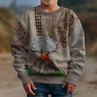 Hawaii Kid Ugly Christmas Sweater Aloha Volcano Mix Kakau Hawaiian Tribal LT03 - Polynesian Pride