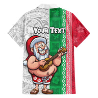 Custom Hawaii Mele Kalikimaka Family Matching Long Sleeve Bodycon Dress and Hawaiian Shirt Santa Playing Ukele Mix Kakau Pattern Xmas Style LT03 - Polynesian Pride