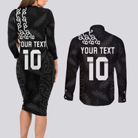 New Zealand Rugby Custom Couples Matching Long Sleeve Bodycon Dress and Long Sleeve Button Shirt The Champions Aotearoa
