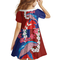 Hawaiian and Japanese Together Family Matching Off The Shoulder Long Sleeve Dress and Hawaiian Shirt The Whale and Koi Fish with Hinomaru and Lei LT03 - Polynesian Pride