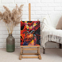Hawaiian Turtle with Volcanic Eruption Canvas Wall Art Hibiscus Lei and Lava Flow an Abstract Texture LT03 - Polynesian Pride