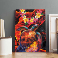 Hawaiian Turtle with Volcanic Eruption Canvas Wall Art Hibiscus Lei and Lava Flow an Abstract Texture LT03 - Polynesian Pride
