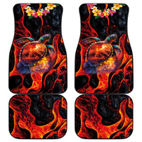 Hawaiian Turtle with Volcanic Eruption Car Mats Hibiscus Lei and Lava Flow an Abstract Texture