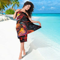 Hawaiian Turtle with Volcanic Eruption Sarong Hibiscus Lei and Lava Flow an Abstract Texture LT03 - Polynesian Pride