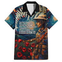 New Zealand Soldier ANZAC Day Family Matching Long Sleeve Bodycon Dress and Hawaiian Shirt Silver Fern Starry Night Style LT03 Dad's Shirt - Short Sleeve Blue - Polynesian Pride